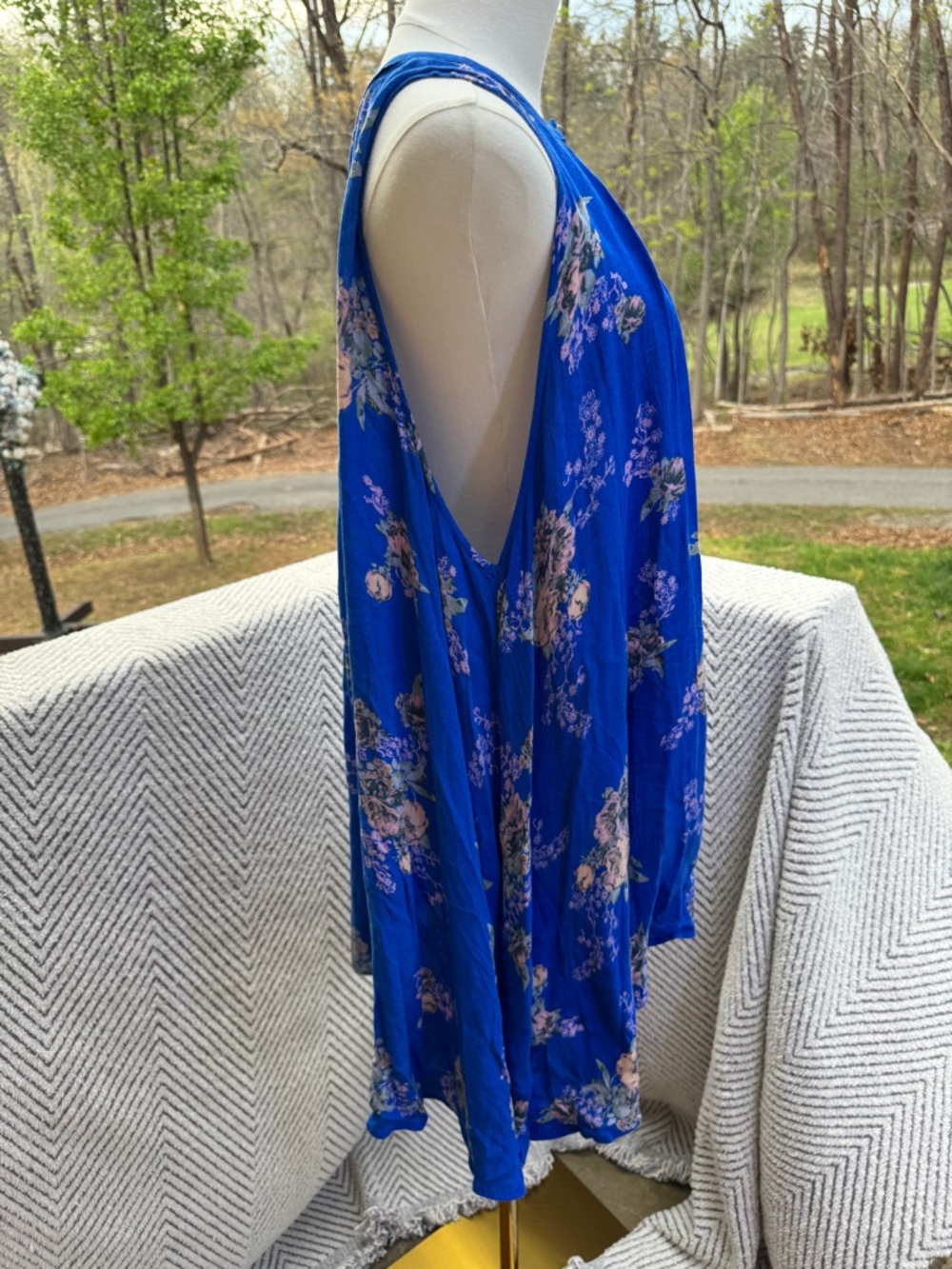 Free People Tree Swing Boho blue floral tunic dress Spring Date Fun Comfortable - Picture 7 of 8